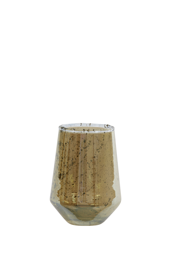 Подсвечник Tea light Ø9x12 cm DANDOLI glass stone finish amber 7751881 Light & Living НИДЕРЛАНДЫ