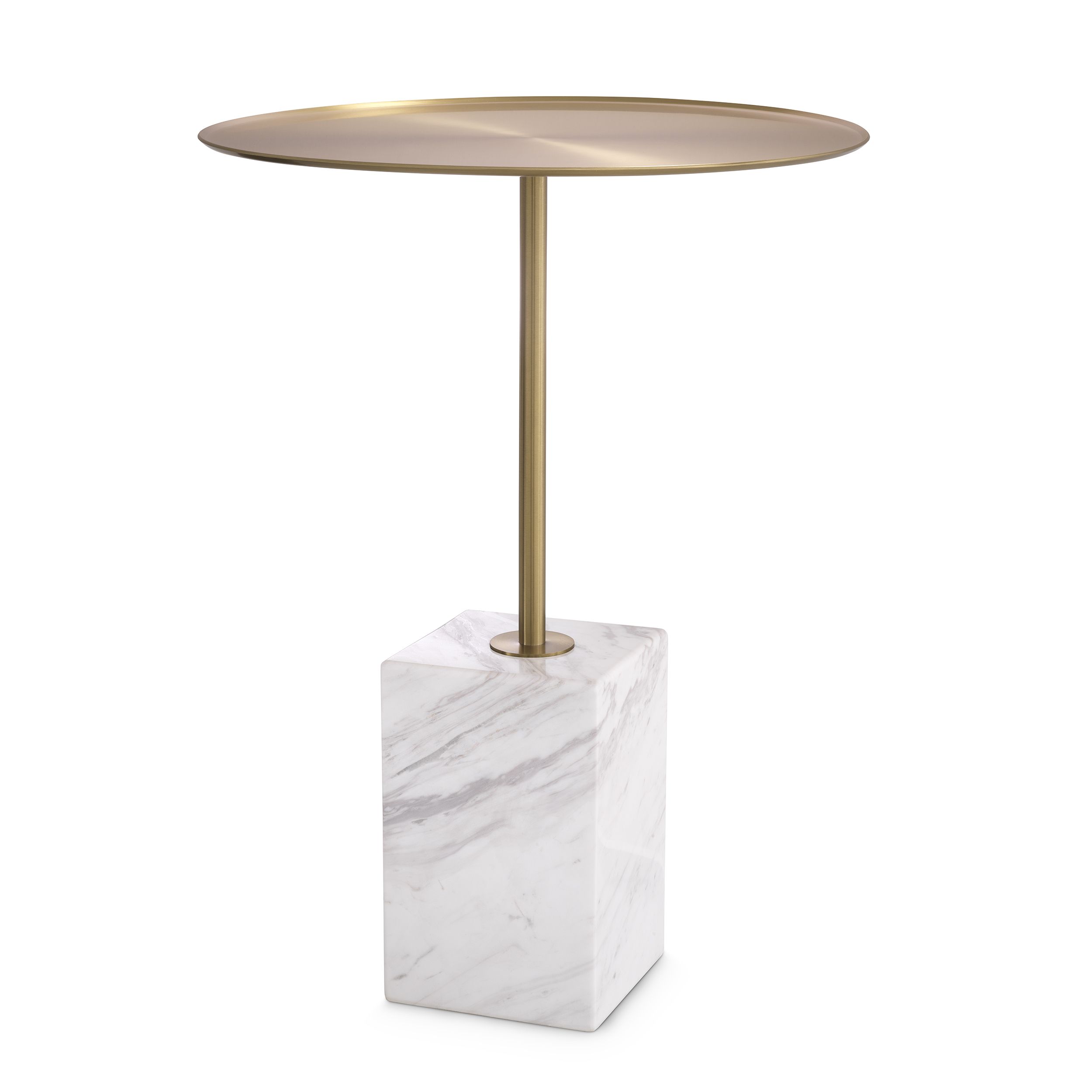 Приставной столик Cole brushed brass finish white marble 115543 Eichholtz НИДЕРЛАНДЫ