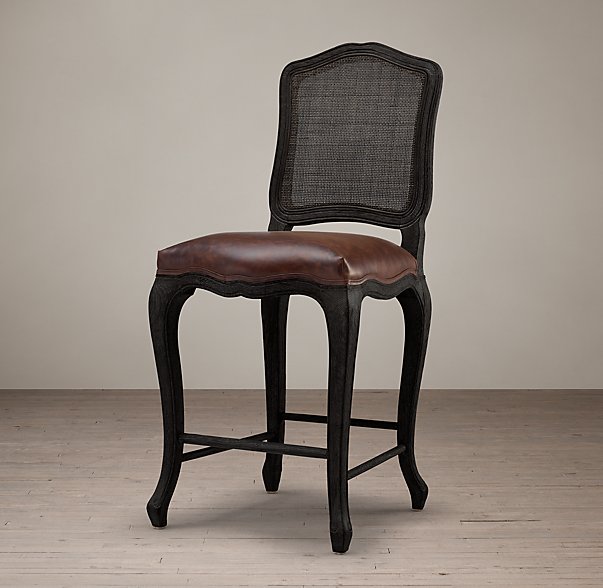 Барный стул кожаный VINTAGE FRENCH CAMELBACK CANE BACK Restoration Hardware США