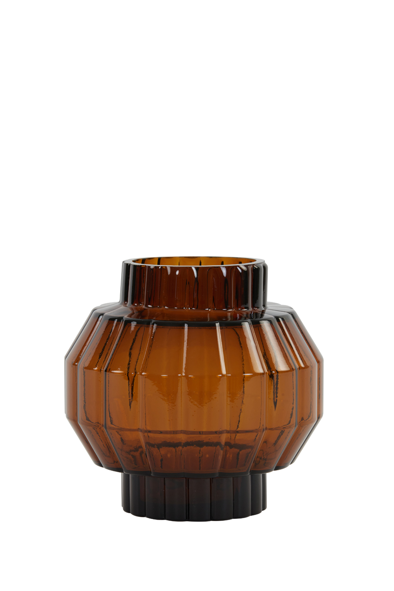 Ваза Vase Ø16x15,5 cm LIVIA glass brown 5807864 Light & Living НИДЕРЛАНДЫ
