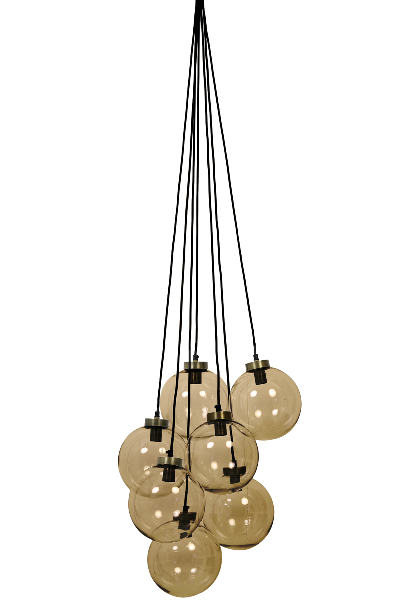 Подвесной светильник Hanging lamp 7L E14 Ø20x24 cm ALVIDA glass brown-ant bronze 2923764 Light & Living НИДЕРЛАНДЫ