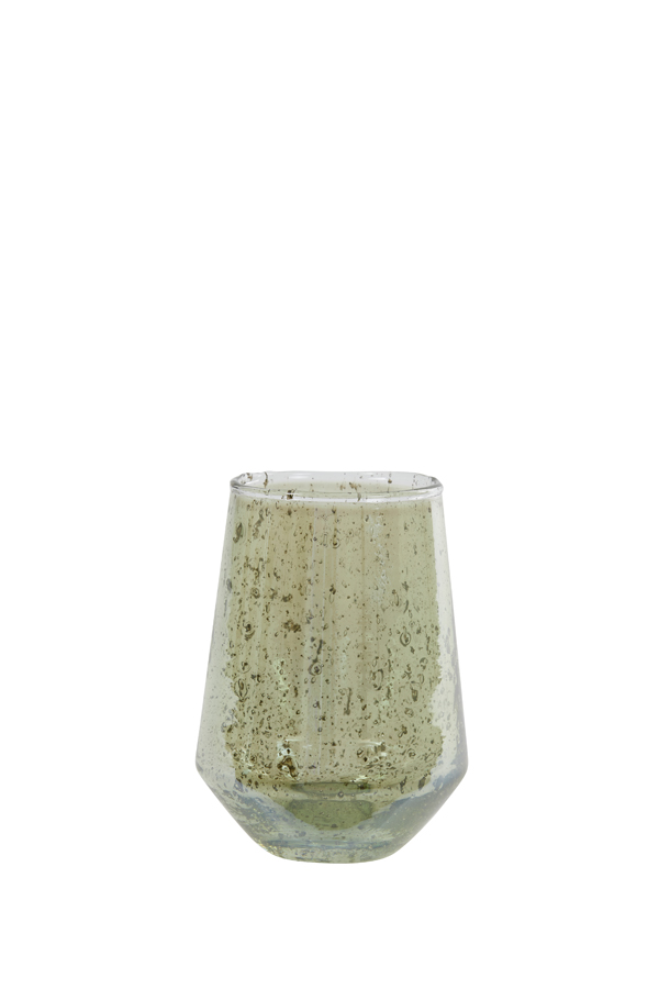 Подсвечник Tea light Ø9x12 cm DANDOLI glass stone finish green 7751876 Light & Living НИДЕРЛАНДЫ