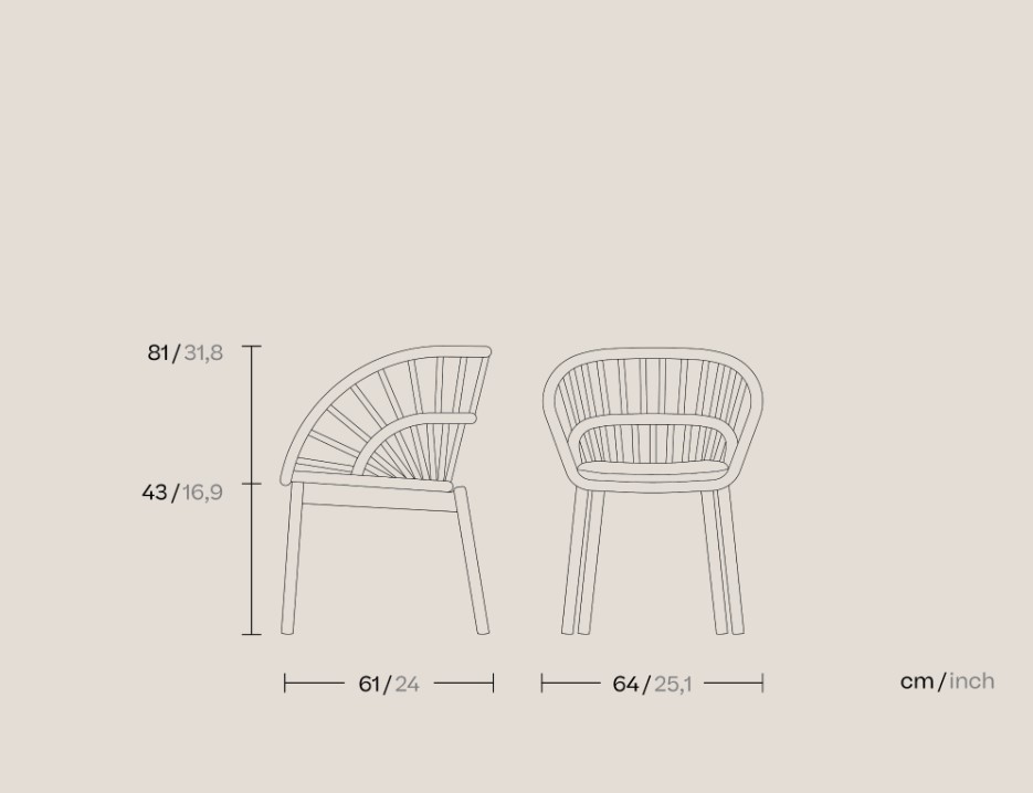 Кресло Cala Dining Armchair Teak Legs KS2700200 Kettal ИСПАНИЯ