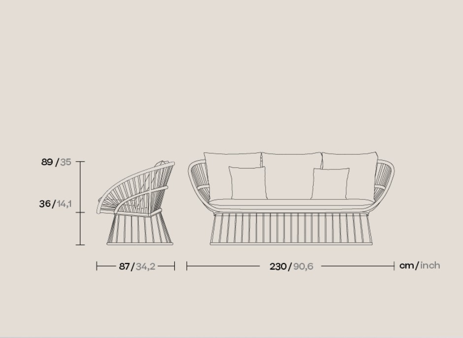 Диван Cala 3 Seater Sofa KS2700700 Kettal ИСПАНИЯ