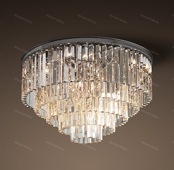1920S ODEON CLEAR GLASS FRINGE 5 TIER FLUSHMOUNT 1920S ODEON CLEAR GLASS FRINGE 5 TIER FLUSHMOUNT