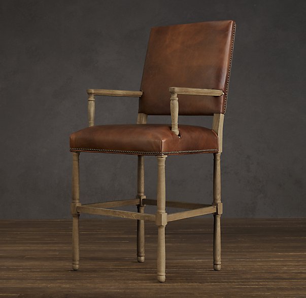Барный стул кожаный Empire Parsons Restoration Hardware США