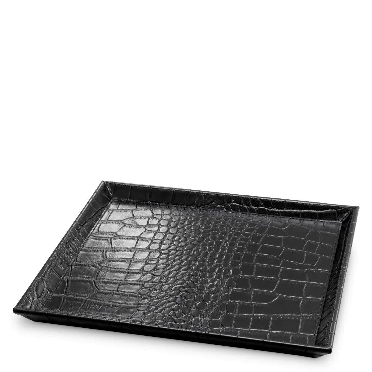 Поднос для письменного стола Scaleo croco embossed black leather set of 2 Eichholtz НИДЕРЛАНДЫ