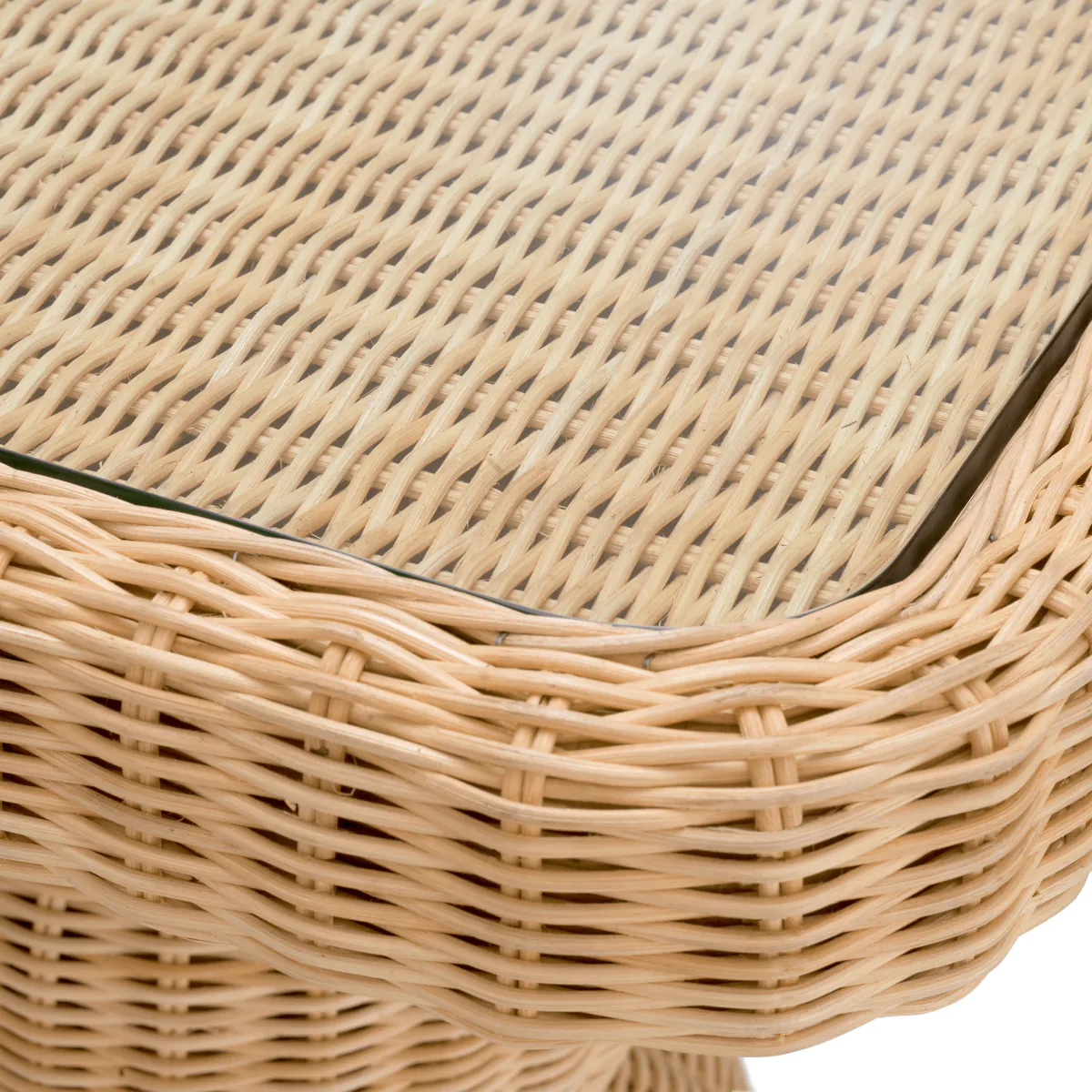 Приставной столик Tiago natural rattan incl glass top Eichholtz НИДЕРЛАНДЫ