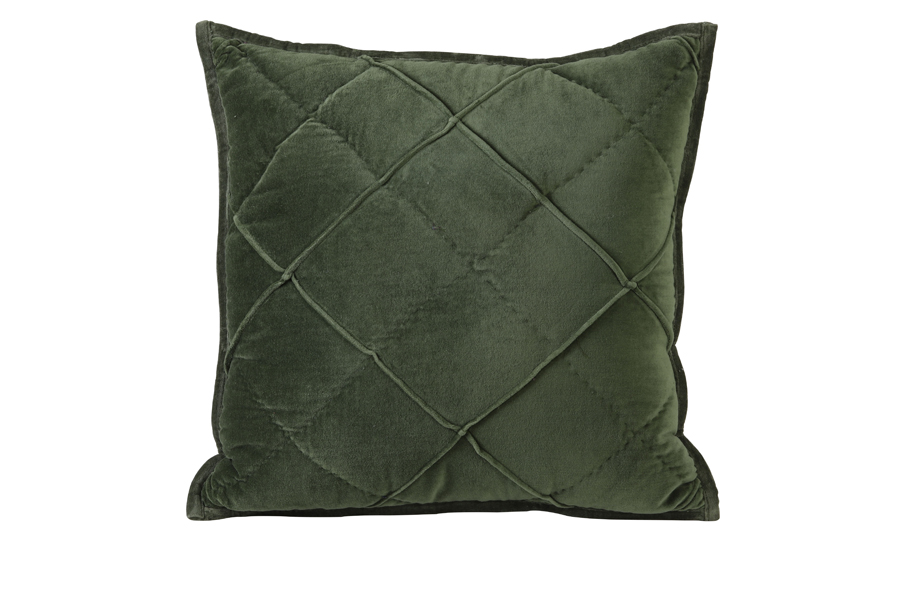 Подушка Pillow 50x50 cm DIAMOND velvet olive green 6824178 Light & Living НИДЕРЛАНДЫ