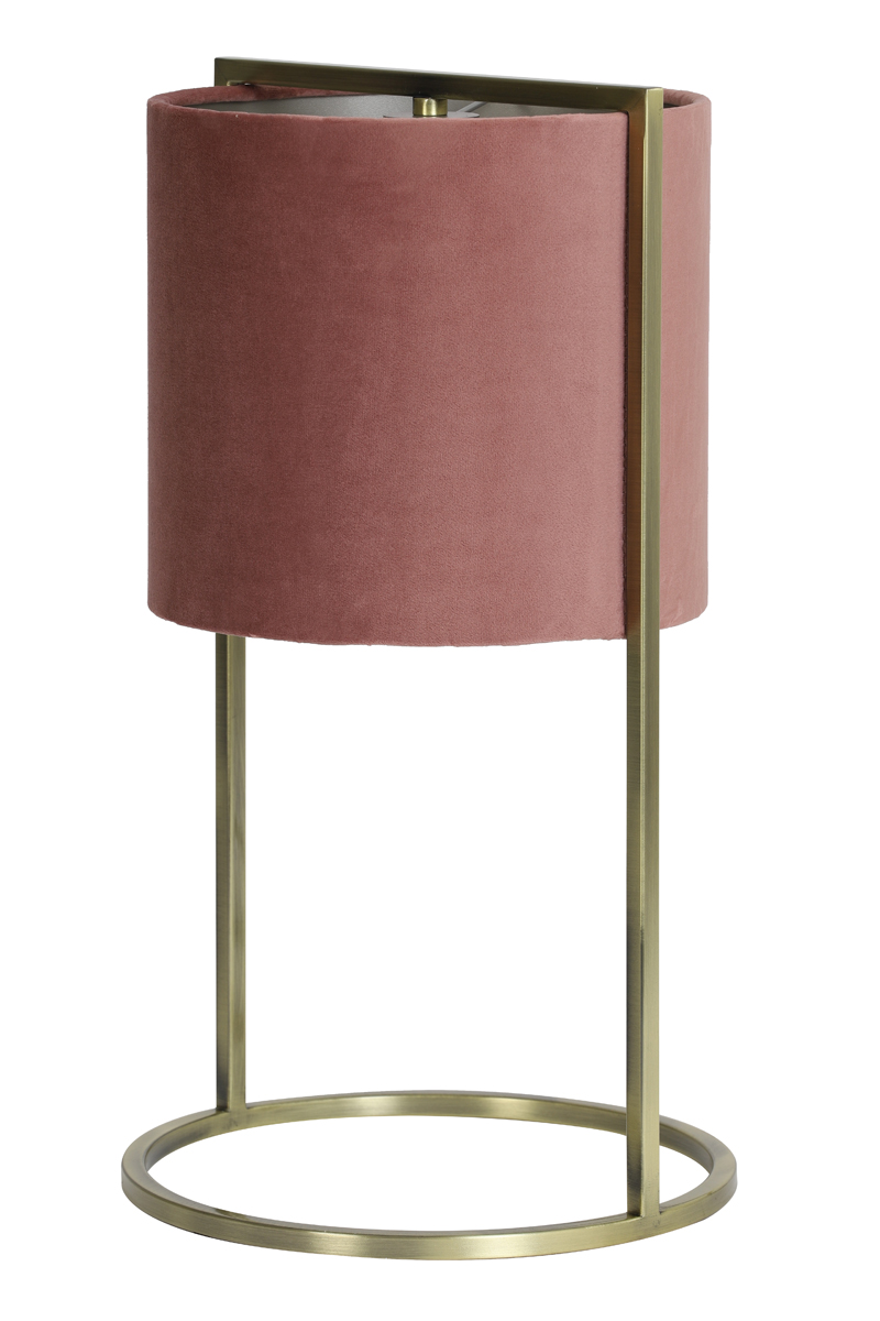 Настольная лампа Table lamp Ø25x45 cm SANTOS antique bronze+shade old pink 1851989 Light & Living НИДЕРЛАНДЫ