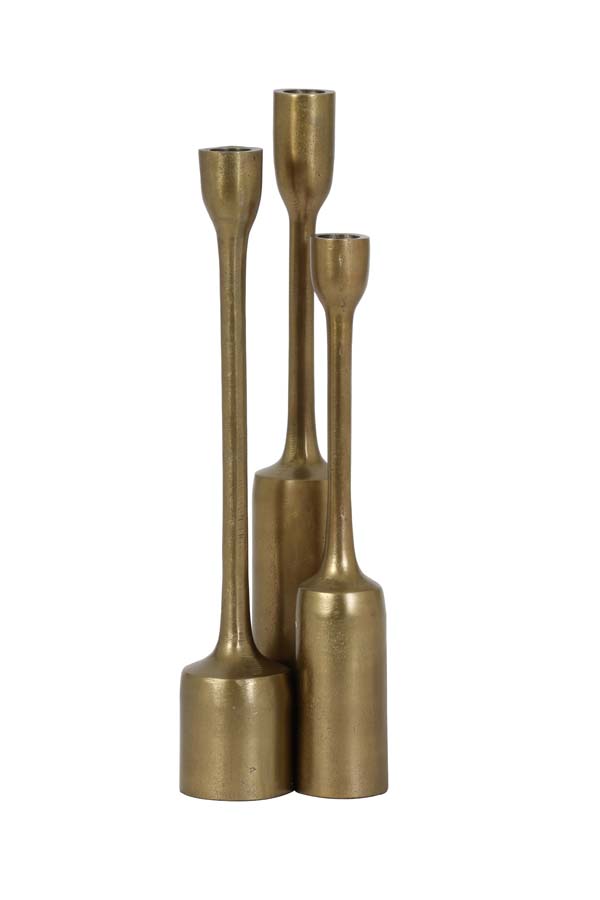 Подсвечники (сет из 3-х)  Candle holder S/3 max Ø6,5x35,5 cm TRESCALES antique bronze 6026418 Light & Living НИДЕРЛАНДЫ