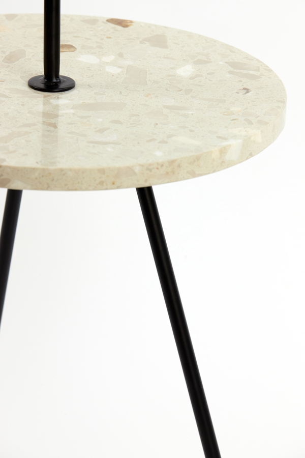 Приствной столик JOBITO terrazzo cream+matt black Ø37x55 cm 6777712 Light & Living НИДЕРЛАНДЫ