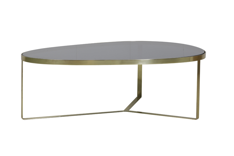 Кофейный столик Coffee table 118x89x40 cm TURBI glass black-matt bronze 6754212 Light & Living НИДЕРЛАНДЫ