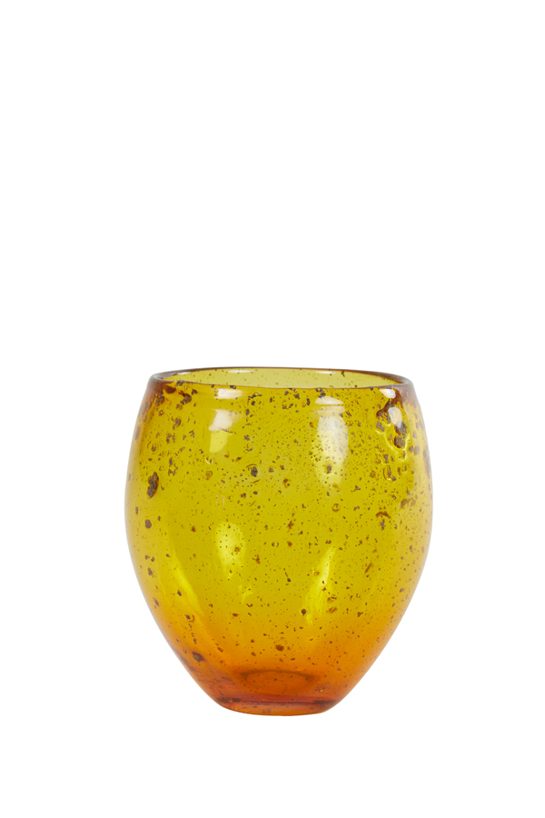 Подсвечник Tea light Ø12x12 cm TIKOTA glass stone finish yellow 7751660 Light & Living НИДЕРЛАНДЫ