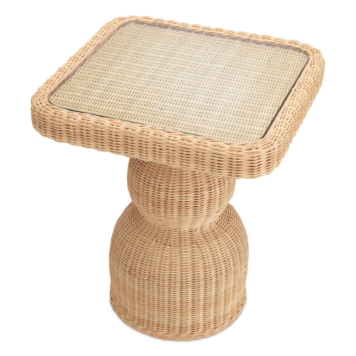 Приставной столик Tiago natural rattan incl glass top Eichholtz НИДЕРЛАНДЫ