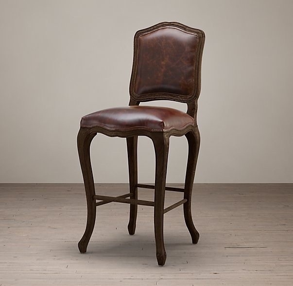 Барный стул кожаный VINTAGE FRENCH CAMELBACK Restoration Hardware США