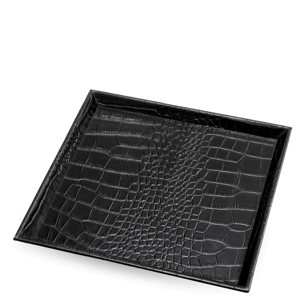 Поднос для письменного стола Scaleo croco embossed black leather set of 2 Eichholtz НИДЕРЛАНДЫ