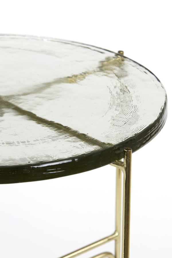 Приставной столик CANVO glass clear+gold Ø50x45 cm 6778585 Light & Living НИДЕРЛАНДЫ