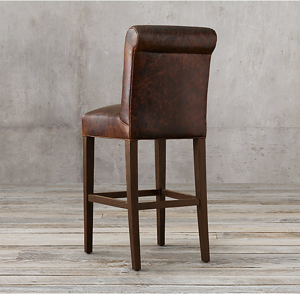 Барный стул кожаный Hudson Roll-Back Restoration Hardware США