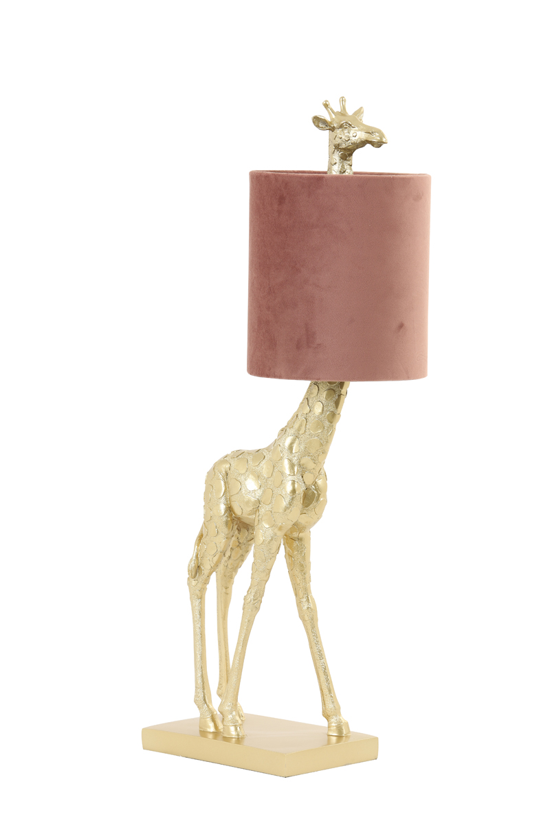 Лампа 26x16x61 cm GIRAFFE goud+velvet oud roze 1855489 Light & Living НИДЕРЛАНДЫ