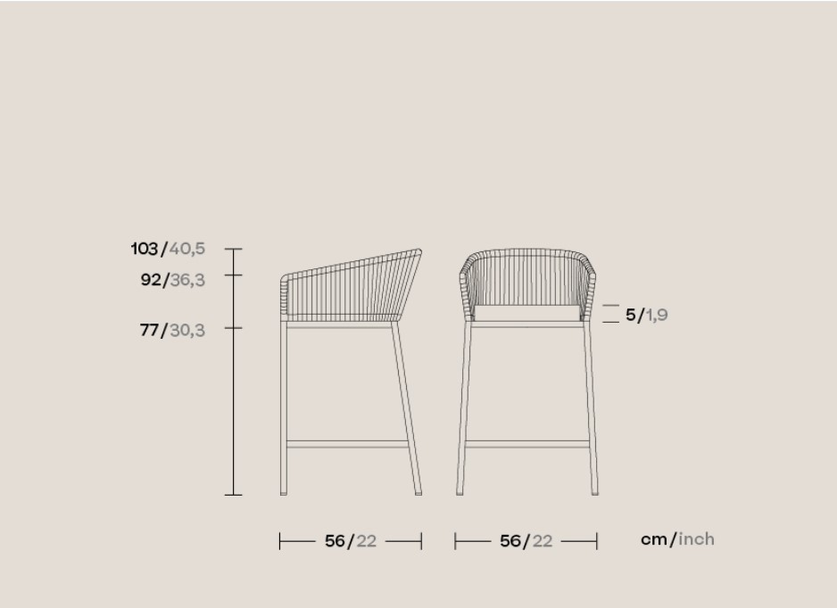 Барный стул Bitta Bar Stool Bela Rope KS7002600 Kettal ИСПАНИЯ