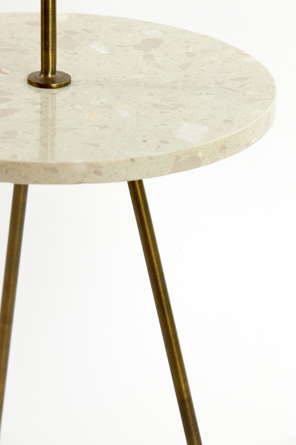 Приствной столик JOBITO terrazzo cream+antique bronze Ø42x68 cm 6777818 Light & Living НИДЕРЛАНДЫ