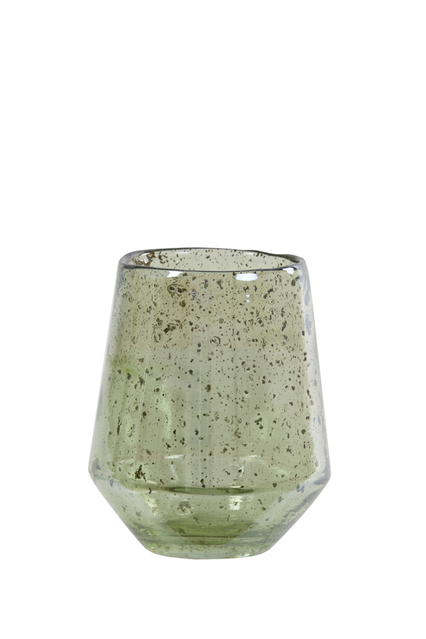 Подсвечник Tea light Ø12x15 cm DANDELI glass stone finish green 7751976 Light & Living НИДЕРЛАНДЫ