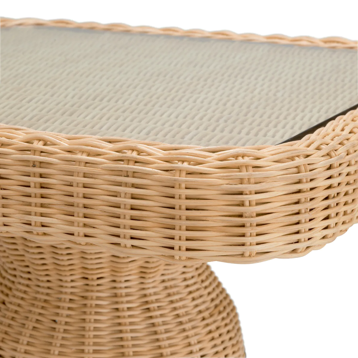 Приставной столик Tiago natural rattan incl glass top Eichholtz НИДЕРЛАНДЫ