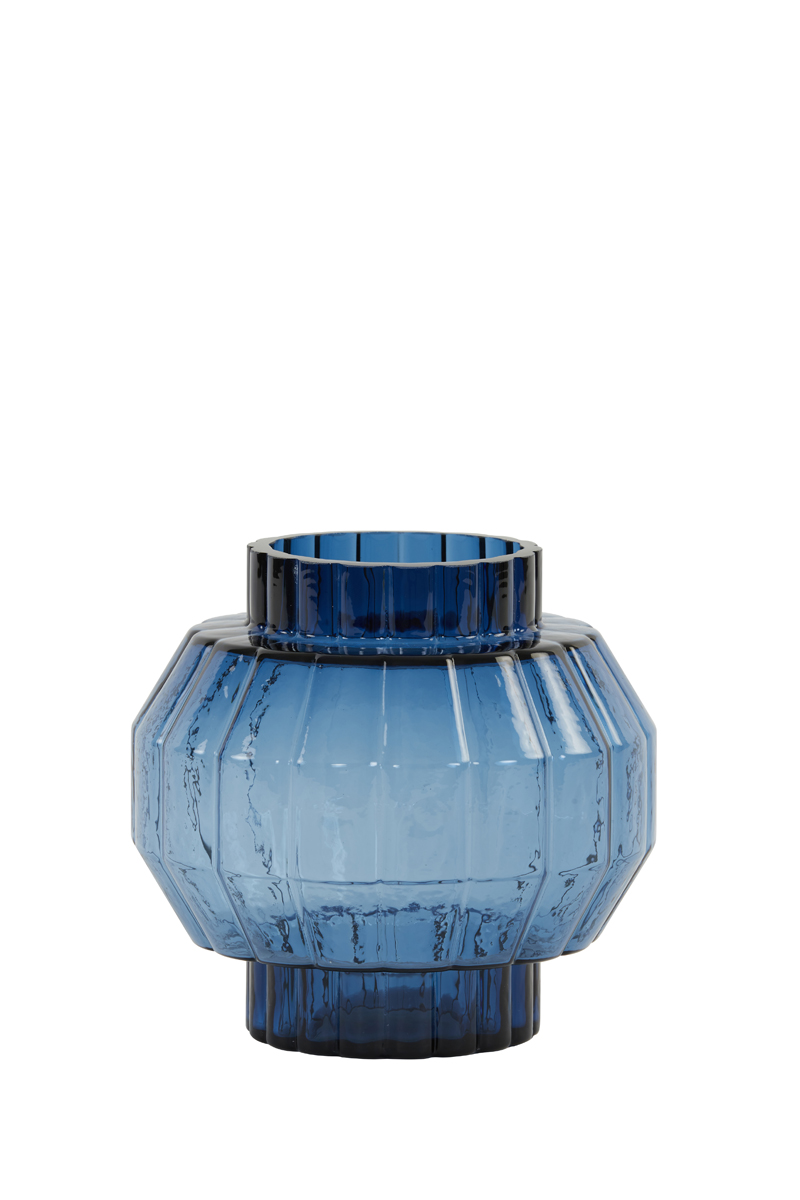 Ваза Vase Ø16x15,5 cm LIVIA glass dark blue 5807875 Light & Living НИДЕРЛАНДЫ