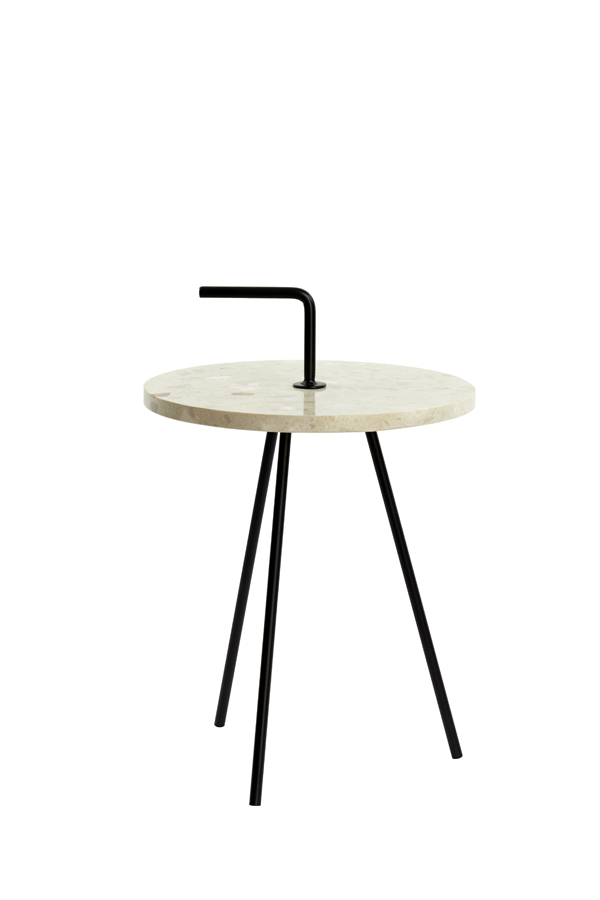 Приствной столик JOBITO terrazzo cream+matt black Ø42x68 cm 6777812 Light & Living НИДЕРЛАНДЫ