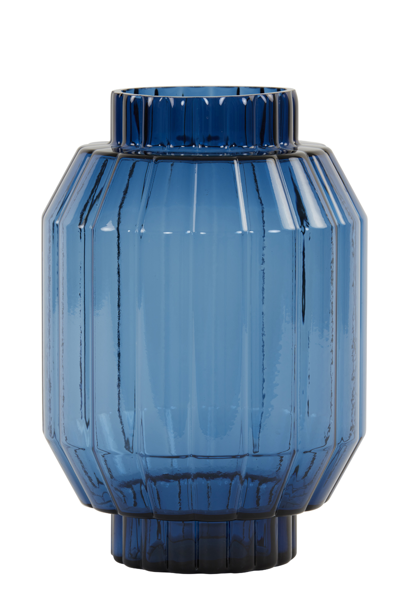 Ваза Vase Ø19,5x28,5 cm LIVIA glass dark blue 5807975 Light & Living НИДЕРЛАНДЫ