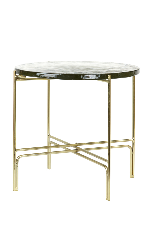 Приставной столик CANVO glass clear+gold Ø50x45 cm 6778585 Light & Living НИДЕРЛАНДЫ