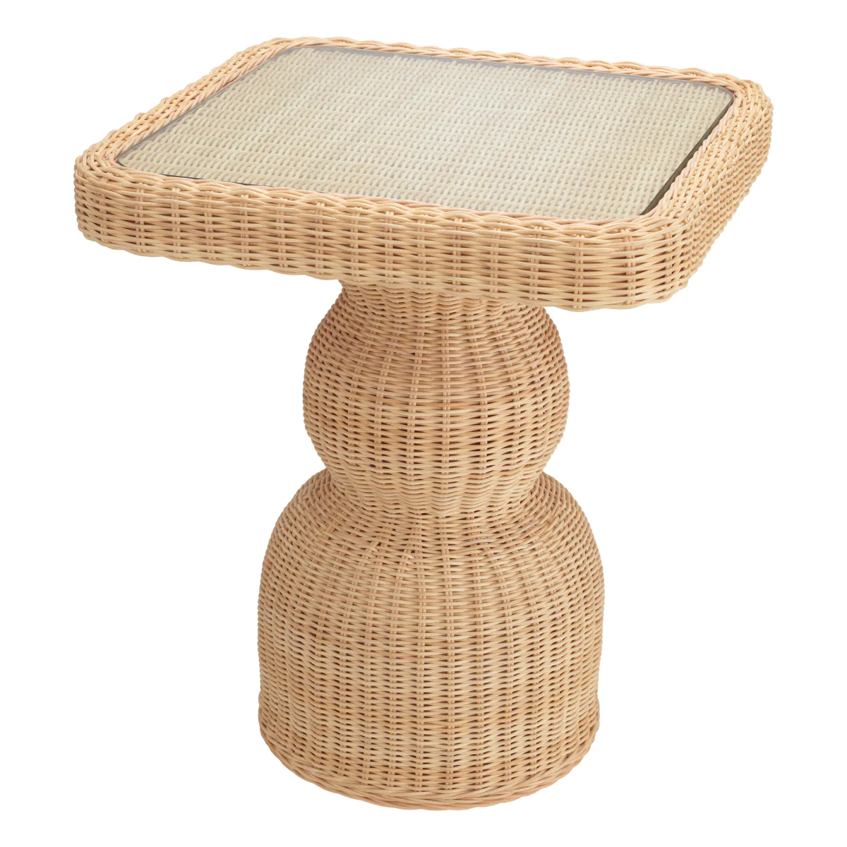 Приставной столик Tiago natural rattan incl glass top Eichholtz НИДЕРЛАНДЫ