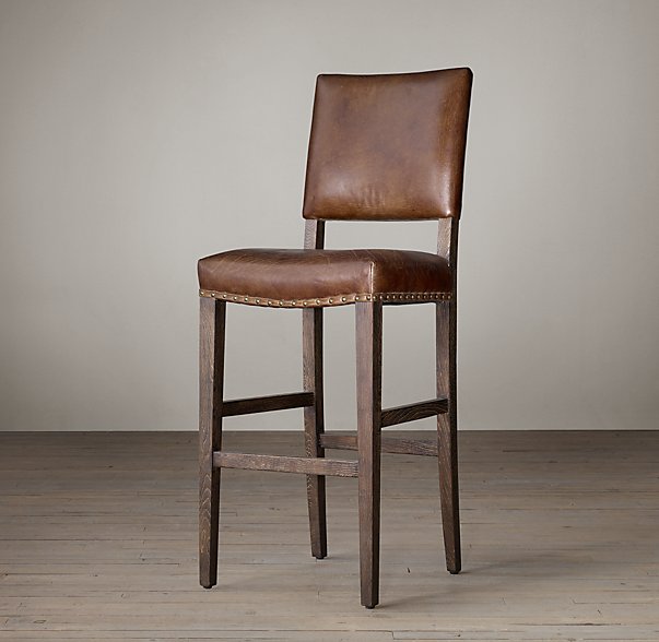 Барный стул кожаный 18TH C. GEORGIAN Restoration Hardware 62690122, 62690125 США