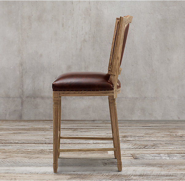 Барный стул кожаный VINTAGE FRENCH NAILHEAD Restoration Hardware 62330859 США