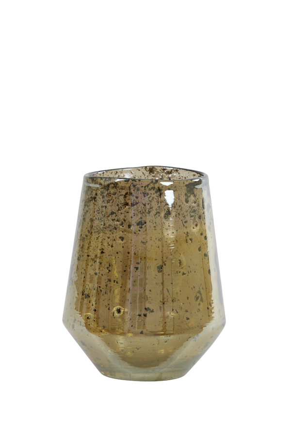 Подсвечник Tea light Ø12x15 cm DANDELI glass stone finish amber 7751981 Light & Living НИДЕРЛАНДЫ
