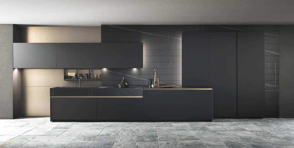 Черная кухня в стиле минимализм