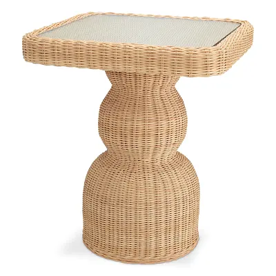 Приставной столик Tiago natural rattan incl glass top Eichholtz