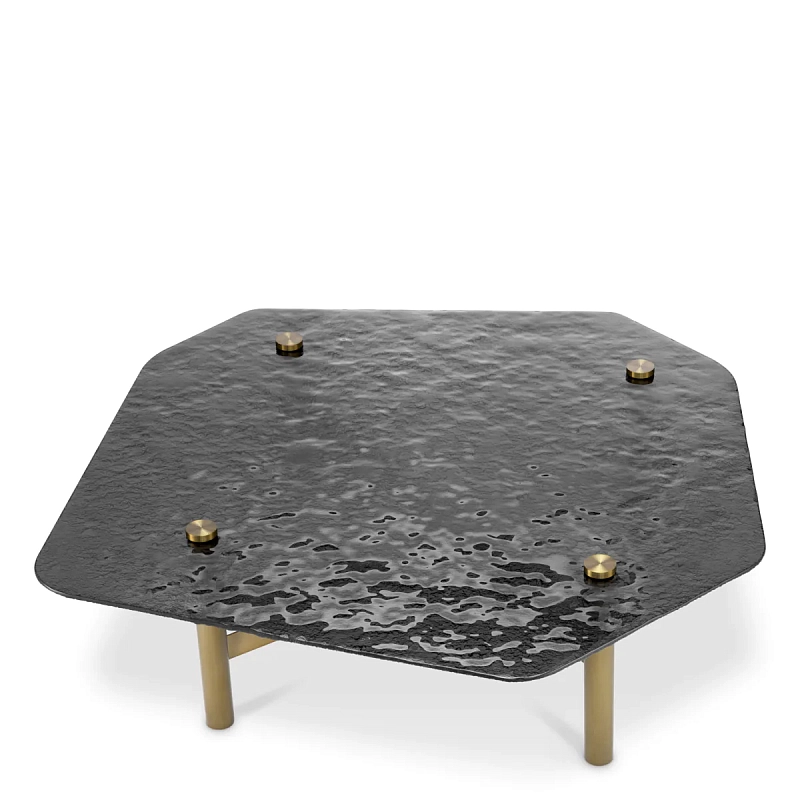 Кофейный столик Cortes brushed brass finish casted smoke glass Eichholtz