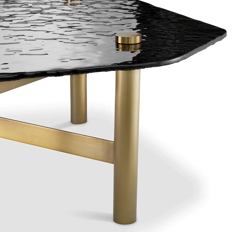 Кофейный столик Cortes brushed brass finish casted smoke glass Eichholtz
